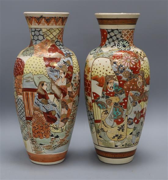 A pair of large Satsuma vases H.38cm